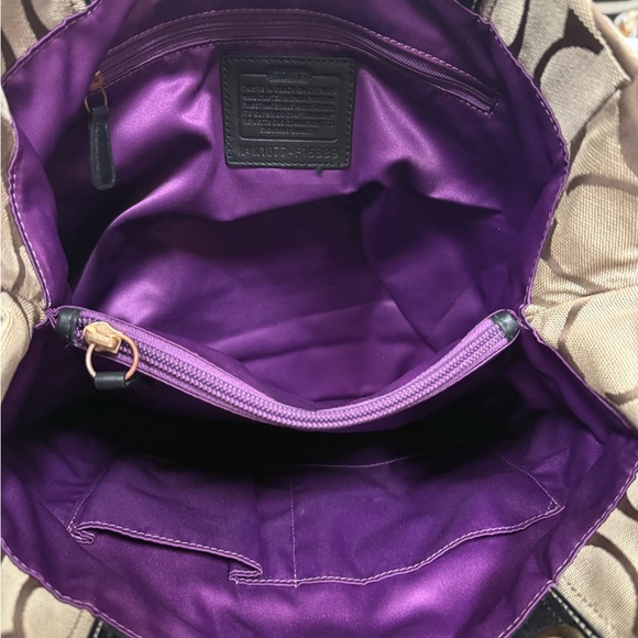 Coach Brown and Tan Shoulder Bag with Gold Accents - Picture 11 of 12